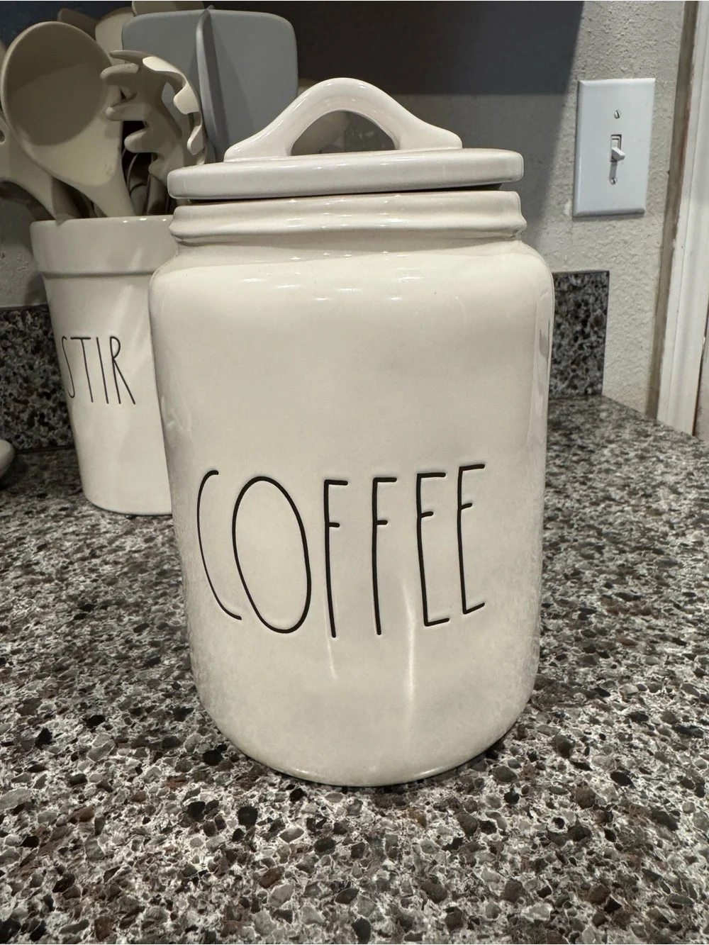Rae Dunn Ceramic Coffee Canister - White Coffee Storage Jar